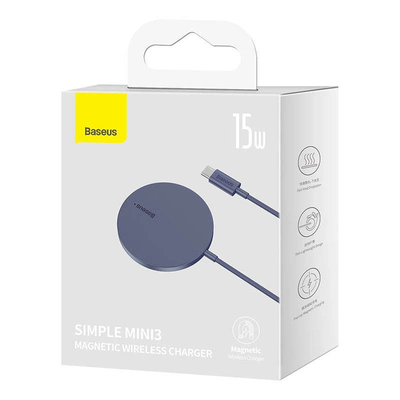 BASEUS 15W Magnetic Wireless Charger – Fast Charging for iPhone 12 & Above