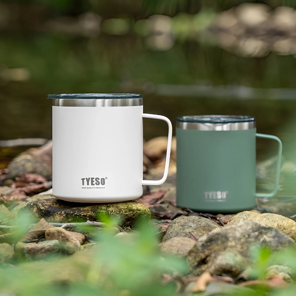 TYESO Hot And Cold Stainless Steel Insulated Thermal Coffee Cup (400ml) Black - Image 6