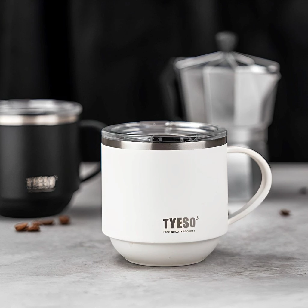 TYESO Stainless Steel Insulated Thermal Coffee Cup Mug (330ml) Pink - Image 5