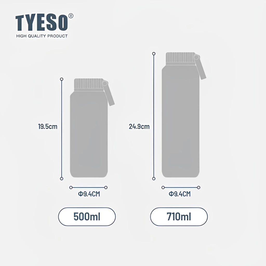 TYESO Vacuum Insulated Tumbler Bottle With Handle (710ml) White - Image 3