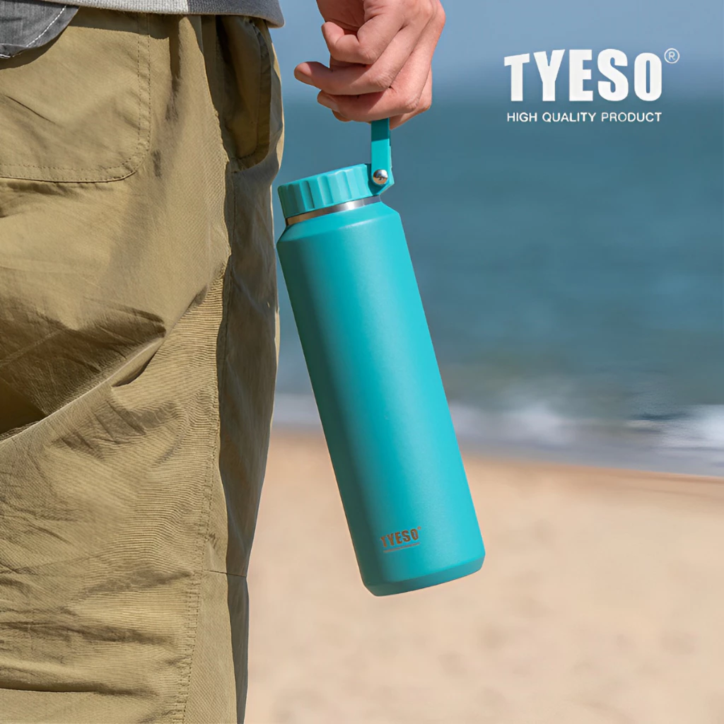 TYESO Vacuum Insulated Tumbler Bottle With Handle (710ml) Purple - Image 6