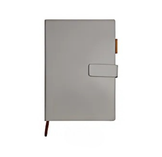 LUMEN | A5 Notebook - PU Leather Hardcover with Magnetic Closure, Bookmark & Pen Loop - 80gsm Cream Paper - 80 Sheets | Grey