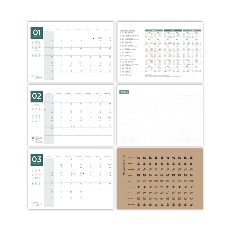 Kalergó - Minimalist Kraft Desk Calendar - Green - Image 3