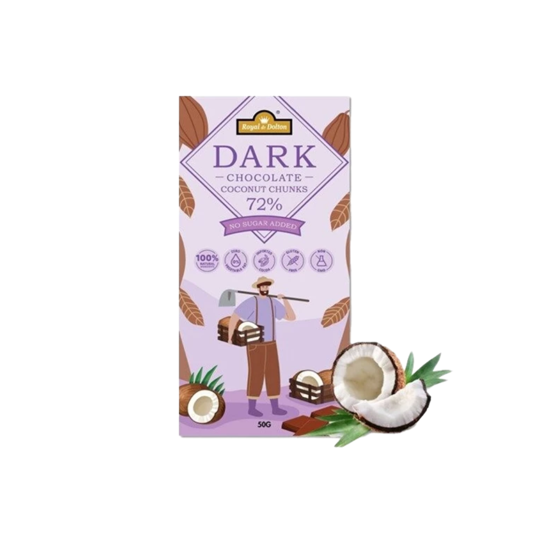 Sugar Free 72% Dark Chocolate With Desicated Coconut (50g)