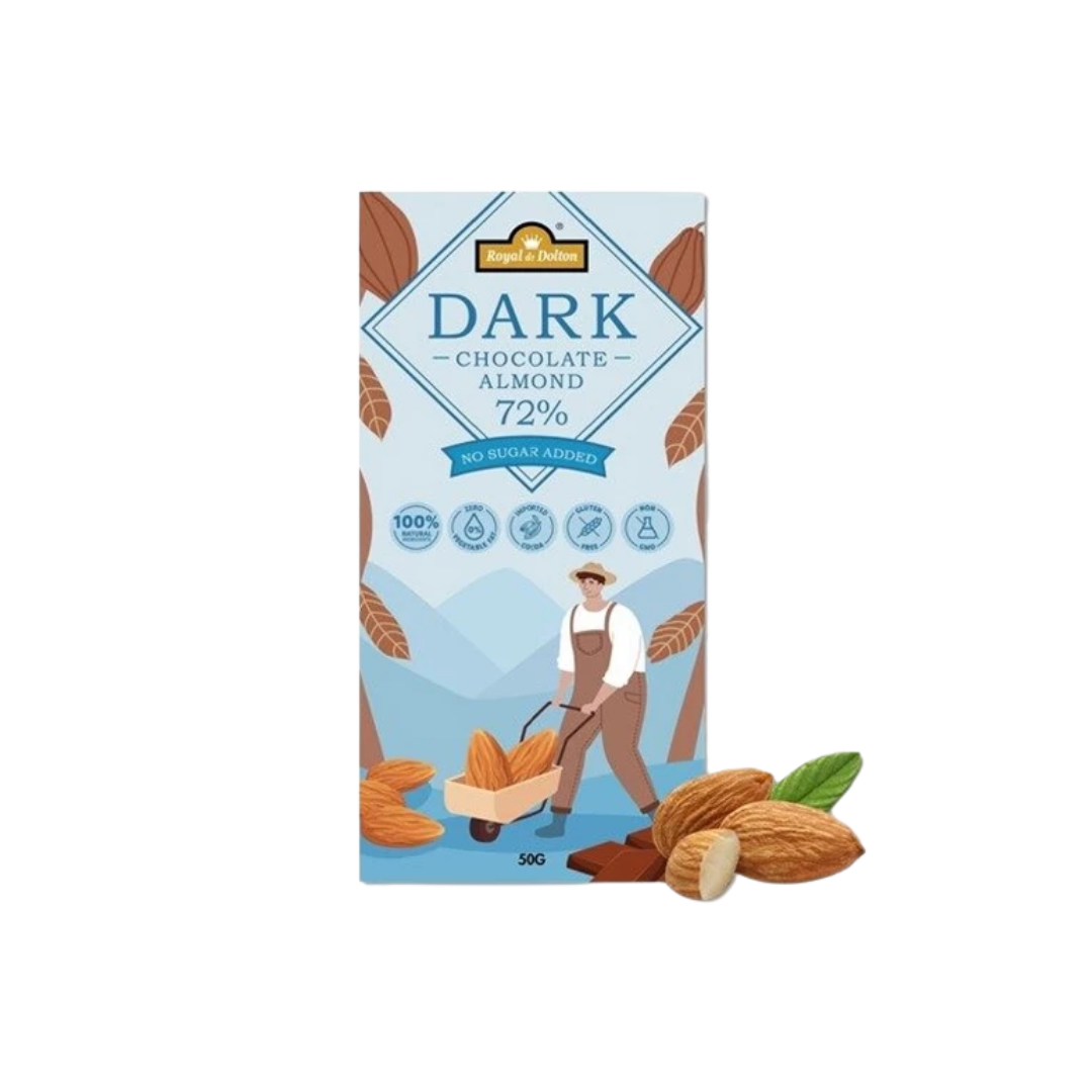 Sugar Free 72% Dark Chocolate With Almond Nut (50g)