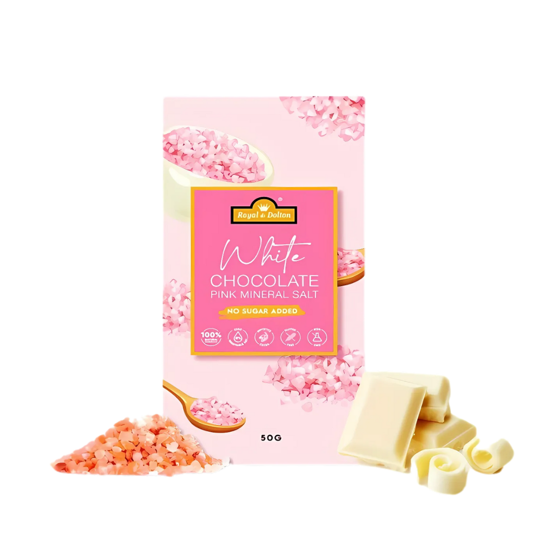 Sugar Free White Chocolate With Pink Mineral Salt (50g)