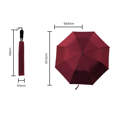 27″ Auto-Open Premium Black Coated Umbrella - Red - Image 2