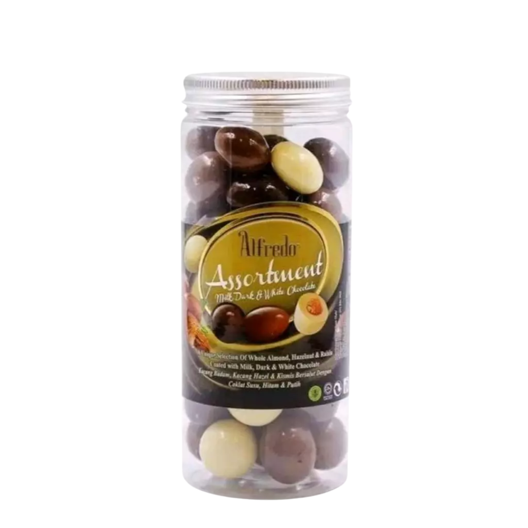 Alfredo Aluminium Cap Jar Assortment Milk, White And Dark 280G