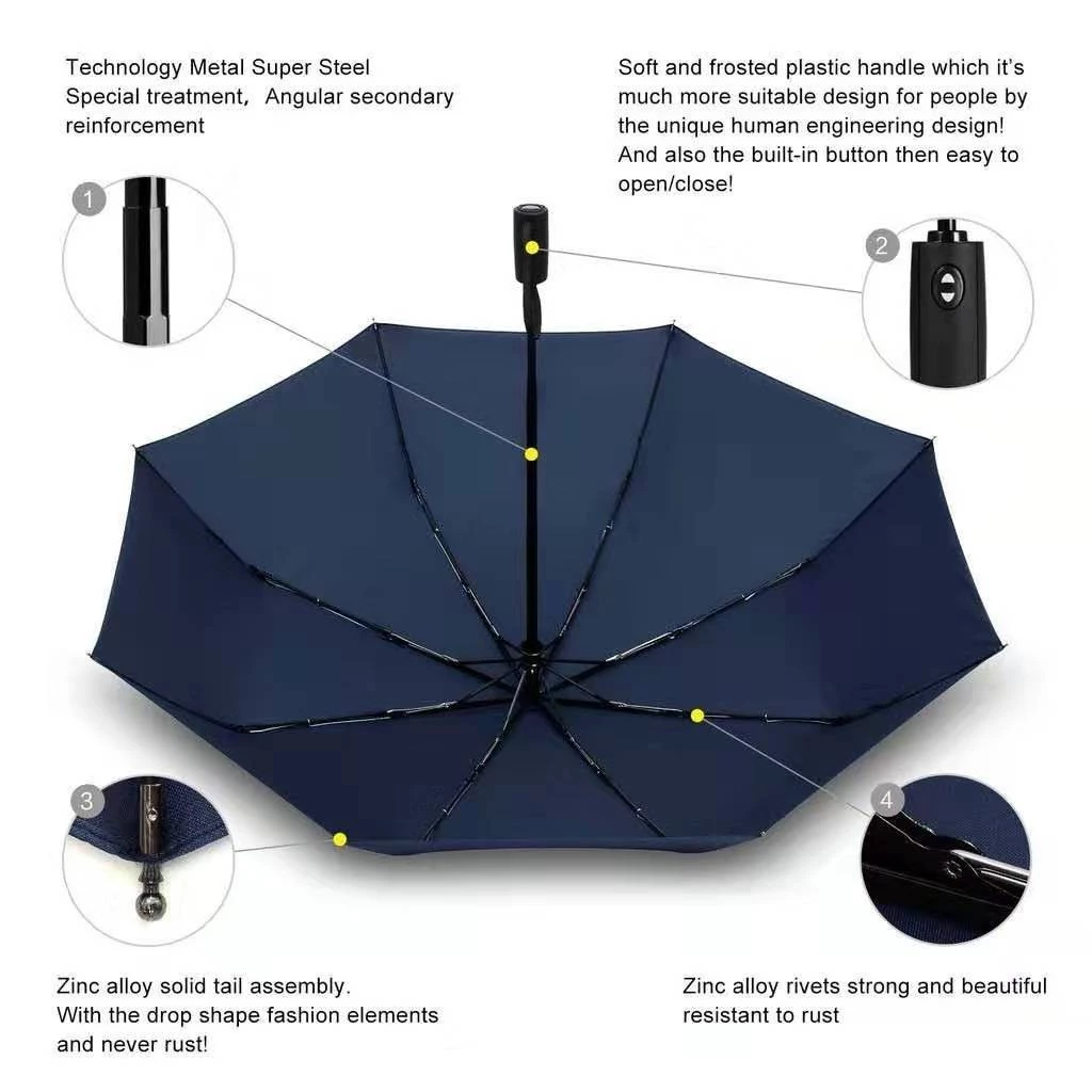 110cm Windproof Compact Folding Umbrella | Auto Open-Close | 8-Rib Reinforced Frame | Lightweight & Travel-Friendly - Image 2