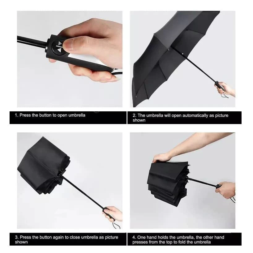 110cm Windproof Compact Folding Umbrella | Auto Open-Close | 8-Rib Reinforced Frame | Lightweight & Travel-Friendly - Image 4