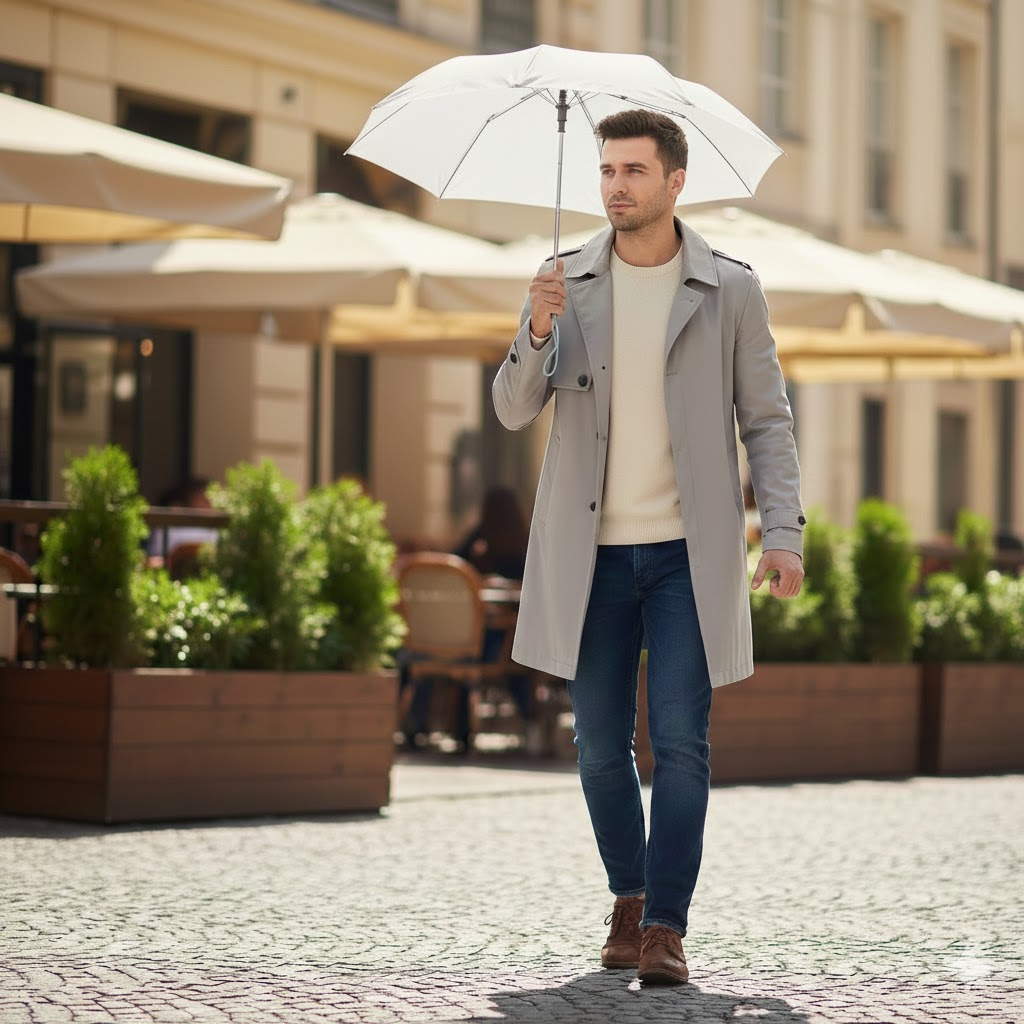 UVella Capsule Mini Umbrella - Khaki White - Image 2