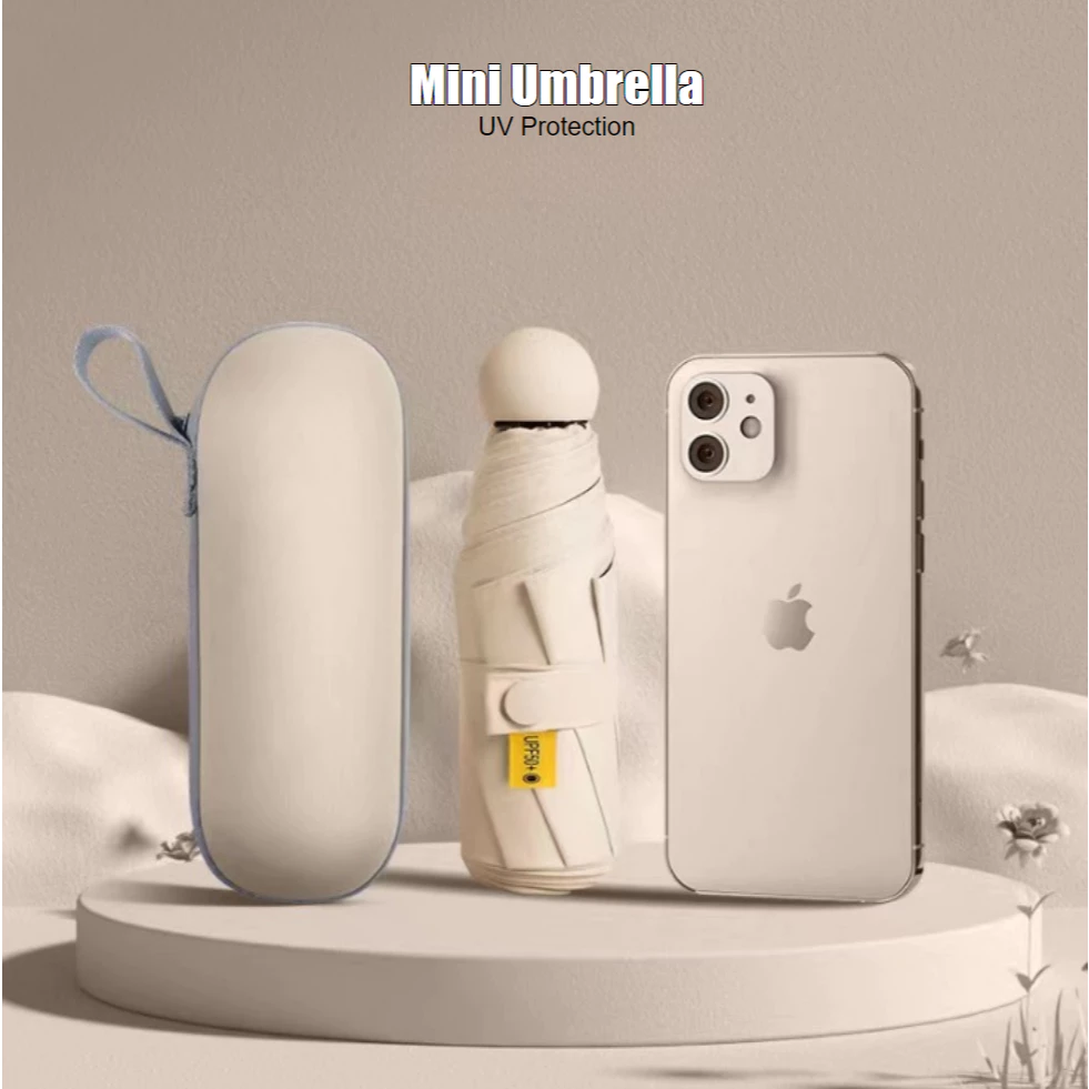 UVella Capsule Mini Umbrella - Khaki White - Image 4