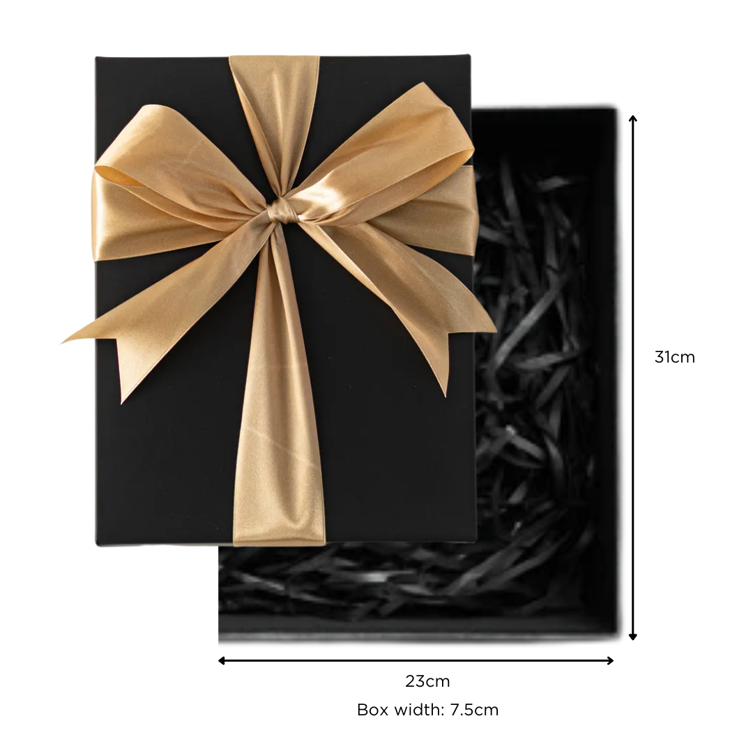 Matte Black Rectangle Artcard Box with Ribbon (31cm x 23cm x 7.5cm)