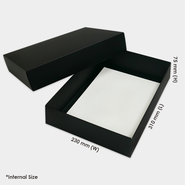 Matte Black Rectangle Artcard Box with Ribbon (31cm x 23cm x 7.5cm)