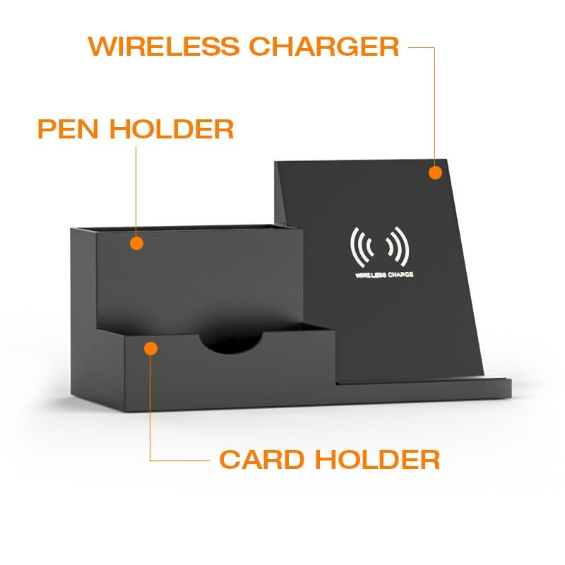 Wireless Charging Pen Holder With Mobile Stand - 15W Charger