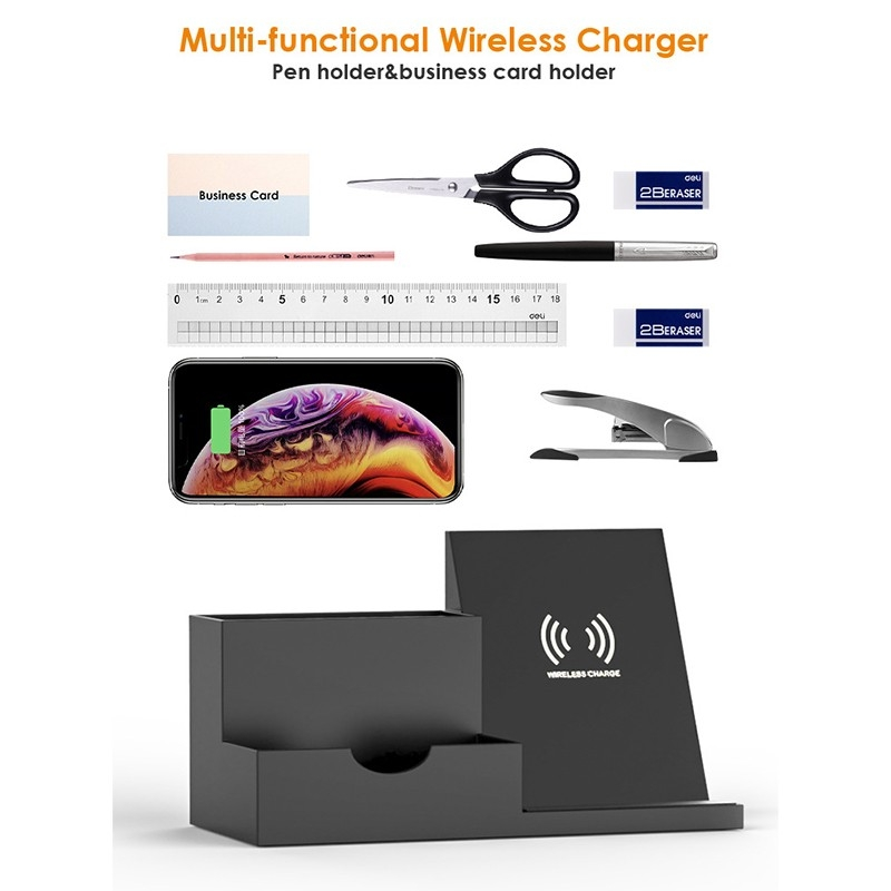 Wireless Charging Pen Holder With Mobile Stand - 15W Charger